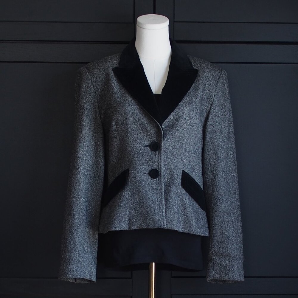 🌷Louben | Vintage Wool Tweed Blazer w Velvet Accents
